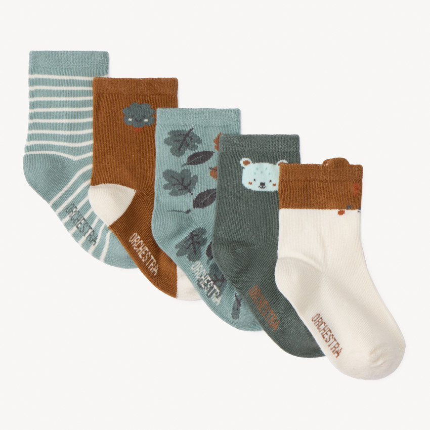Lot de 5 paires de chaussettes normales fantaisies pour bébé garçon  