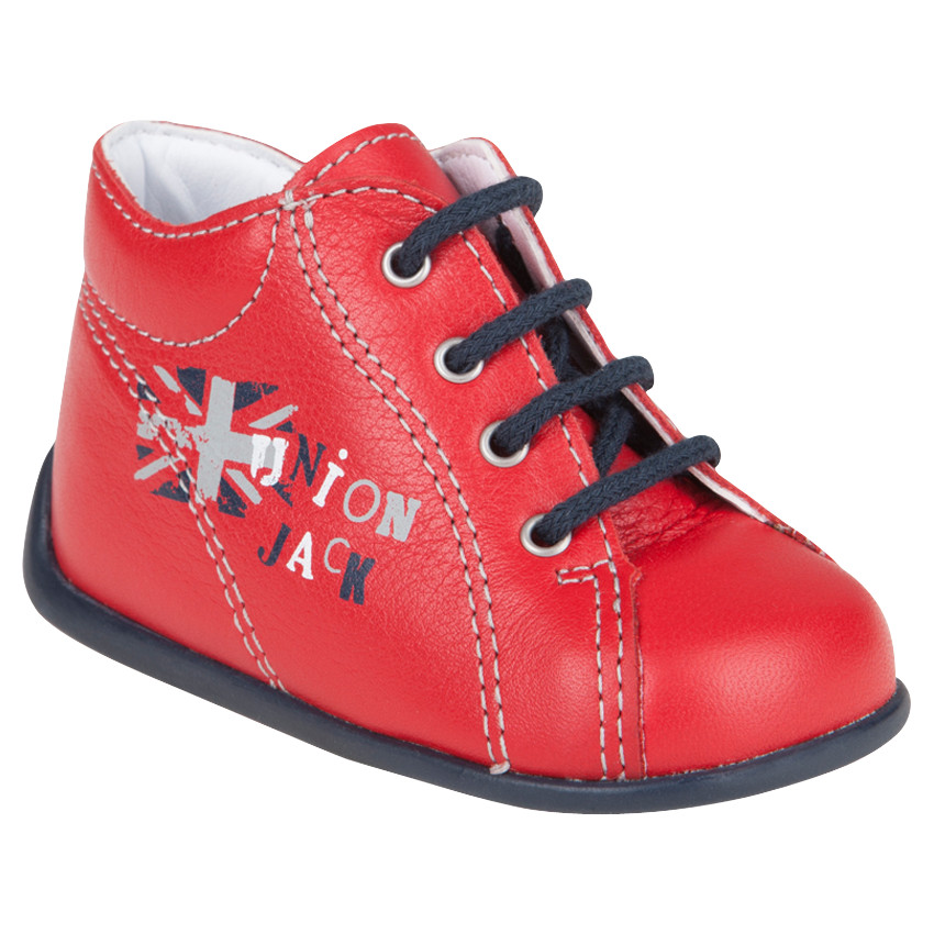 Bottillons à lacets en cuir avec inscription printée