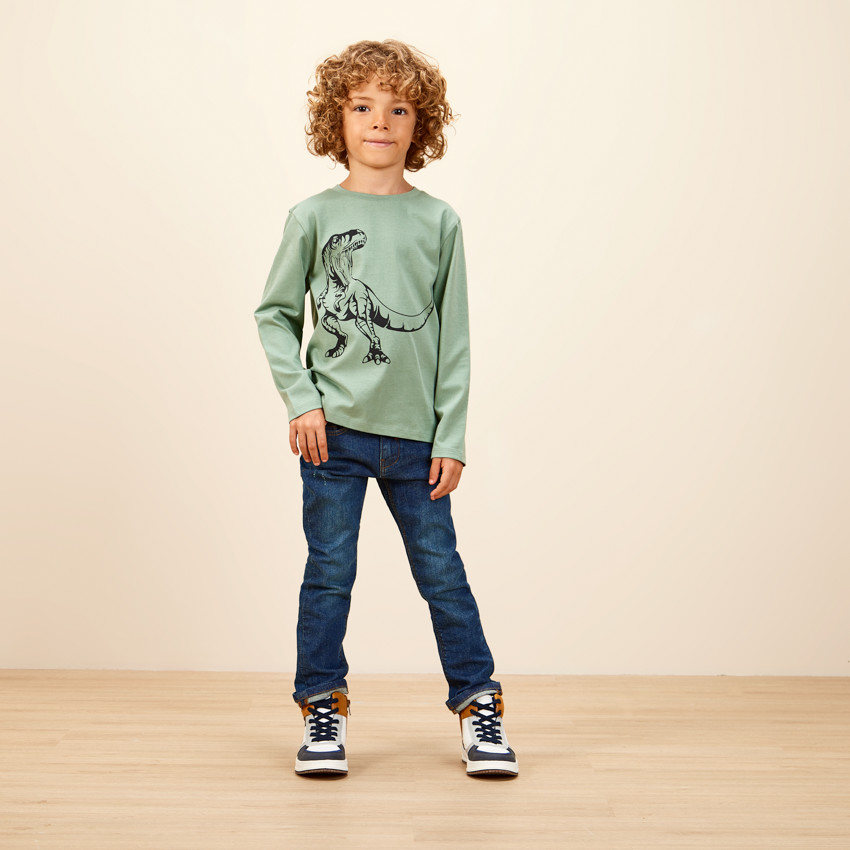 T-shirt manches longues print tyrannosaure pour garçon 
