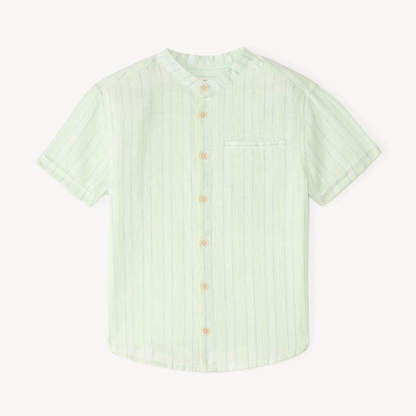 Chemise manches courte à rayures col mao pour garçon 