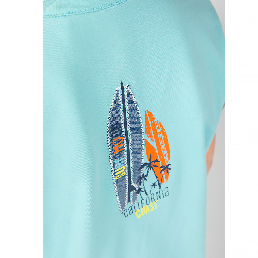 Polo manches courtes col mao print surfs pour garçon 