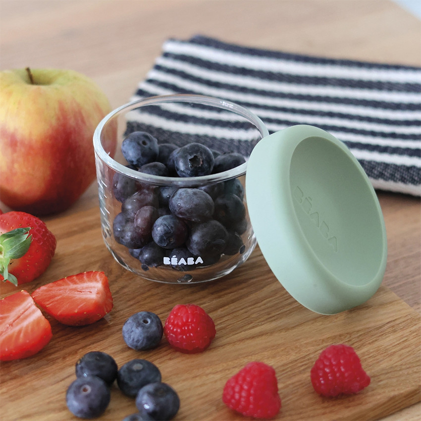 Petit pot de conservation en verre 150ml sage green 