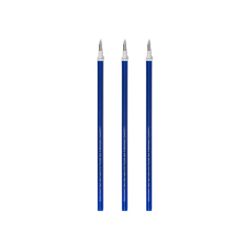 Set de 3 recharges bleues pour stylo à encre gel effaçable 