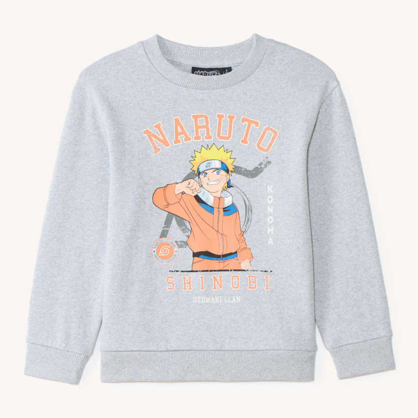 Sweat manches longues garçon gris chiné Naruto