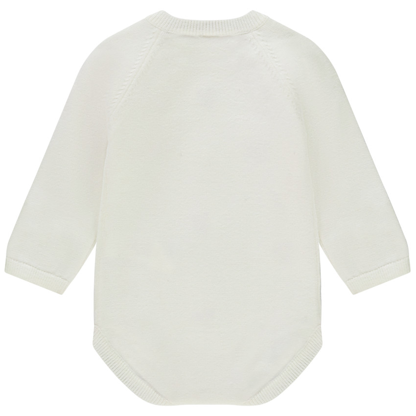 Barboteuse manches longues en tricot fleuri pour bébé fille 