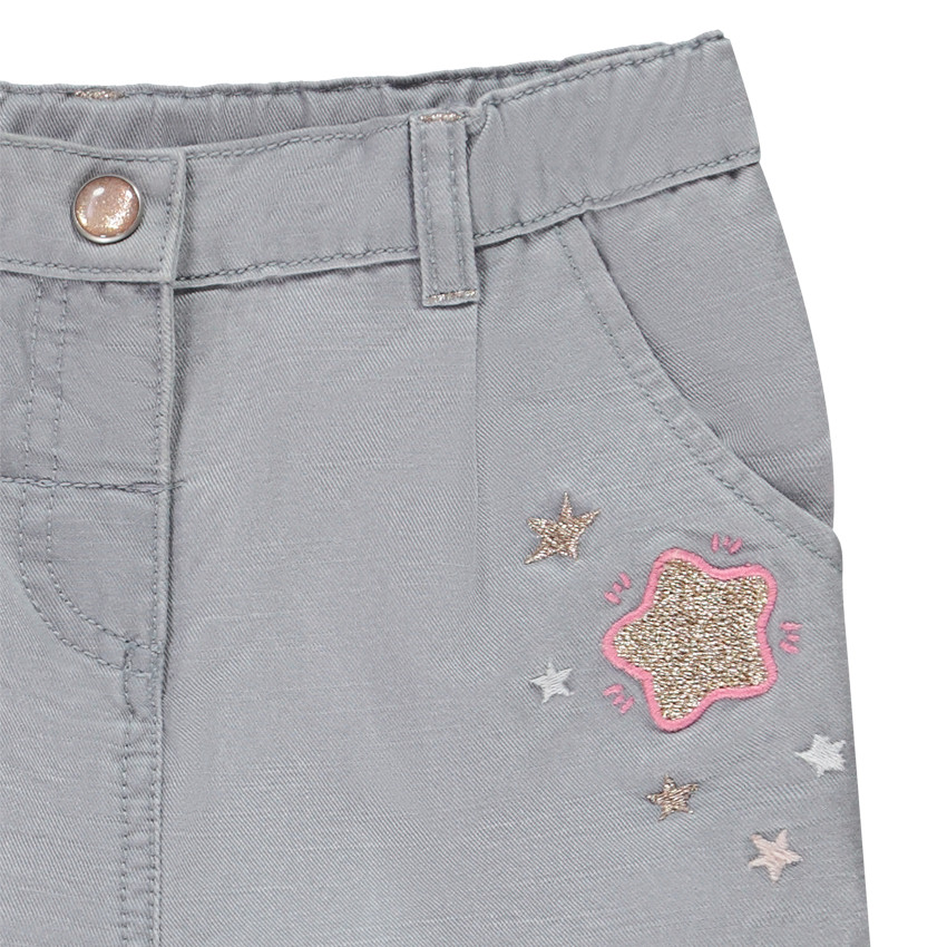 Jean denim doublé avec broderies étoiles pour bébé fille 