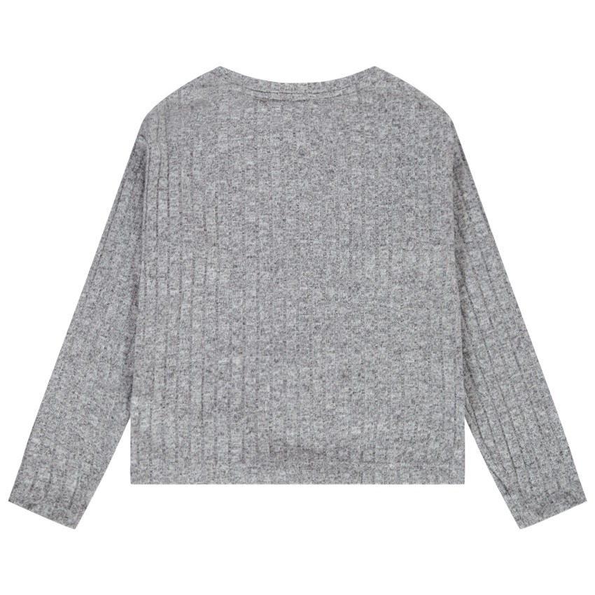 Pull fin côtelé avec noeud fantaisie pour fille 