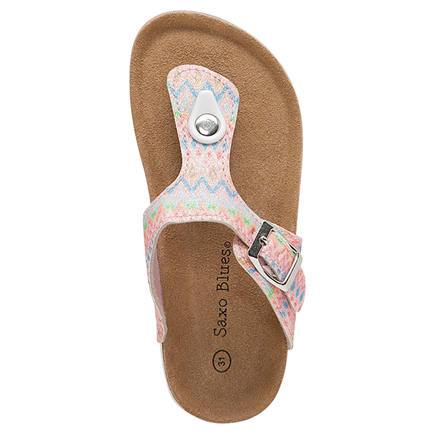 Nu-pieds avec motifs graphiques et semelle effet liège 