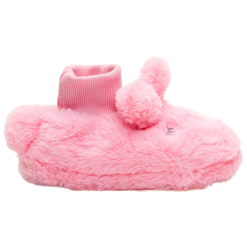 Chaussons peluche en fausse fourrure rose