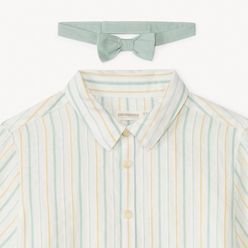 Chemise à manches courtes rayée + nœud papillon pour garçon 
