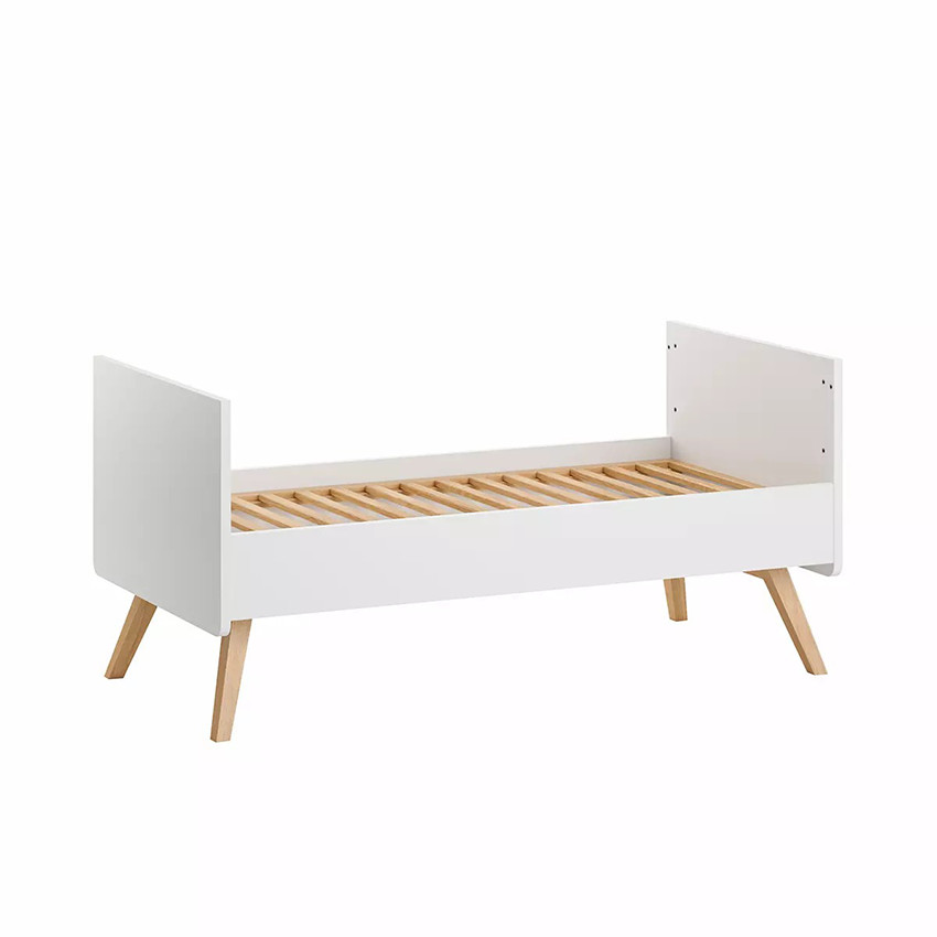 Lit bébé évolutif 70 x 140 cm Vintage blanc/chêne 
