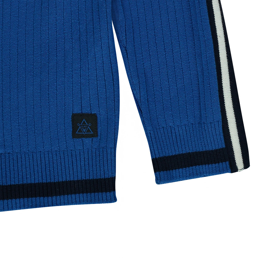 Junior - Pull côtelé avec bandes contrastées sur les manches 