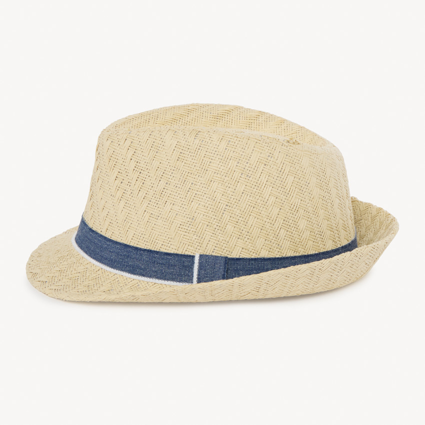 Chapeau trilby en paille avec galon pour garçon 