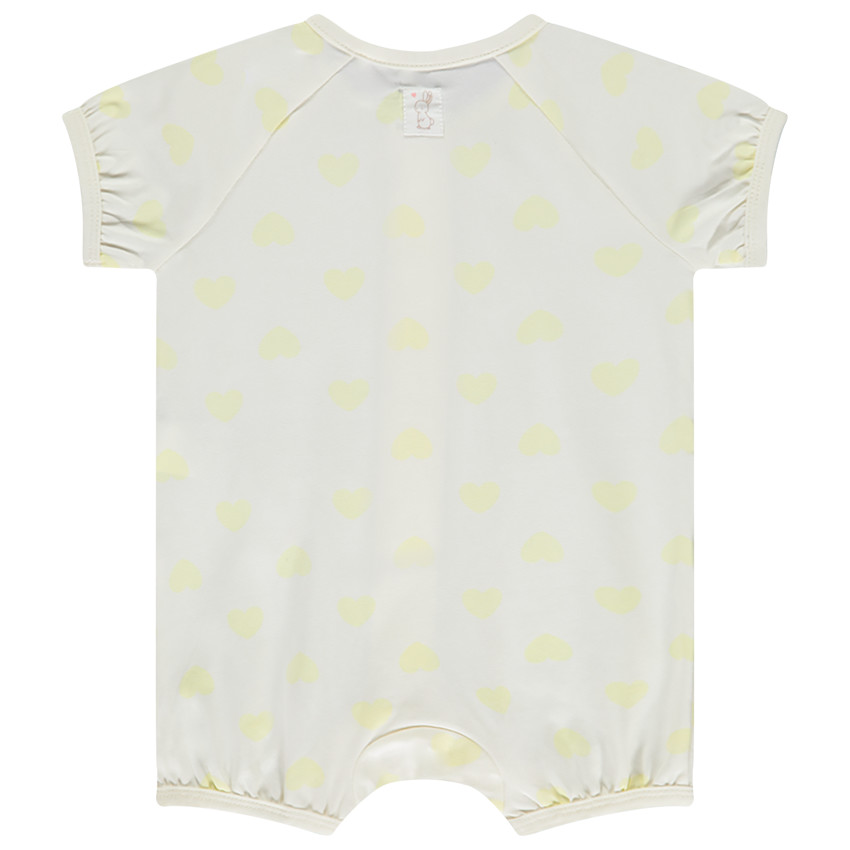Combinaison courte imprimée cœurs jaunes pour bébé fille  
