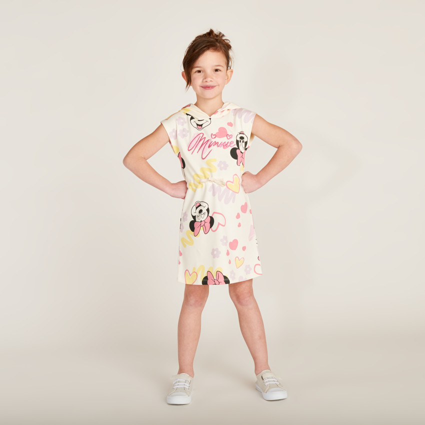 Robe manches courtes à capuche Minnie Disney pour fille