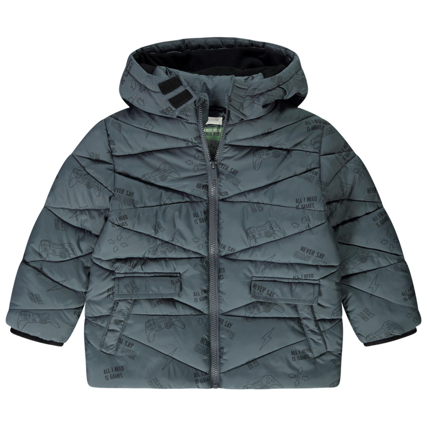 Doudoune micropolaire à capuche imprimé fantaisie pour garçon