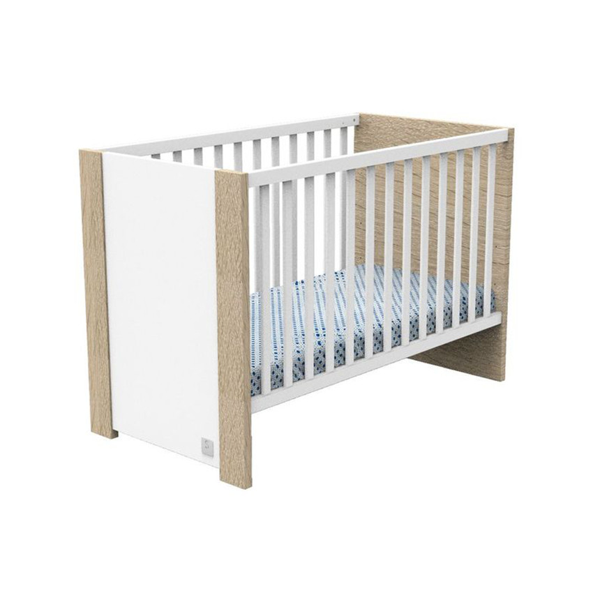 Lit bébé 60x120 cm Antonin - Bois/Blanc 