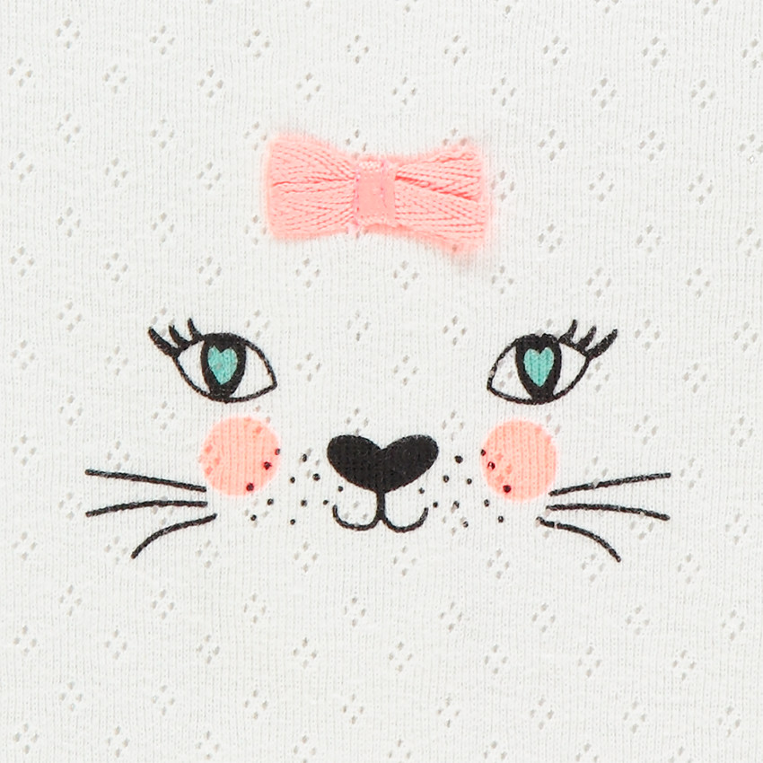 Body manches courtes print chat et motif all-over 