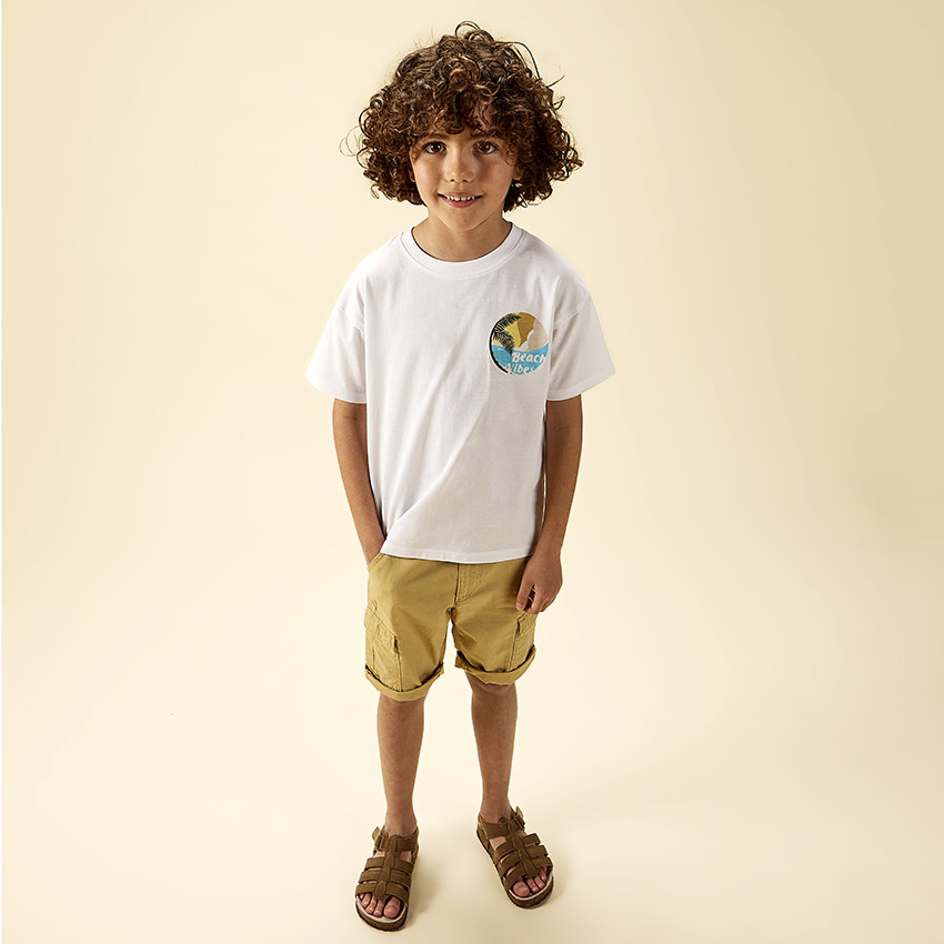 T-shirt à manches courtes print fantaisie thème plage pour garçon 