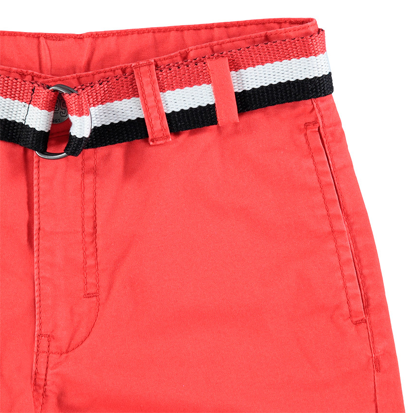 Junior - Bermuda en coton surteint avec ceinture tricolore amovible 