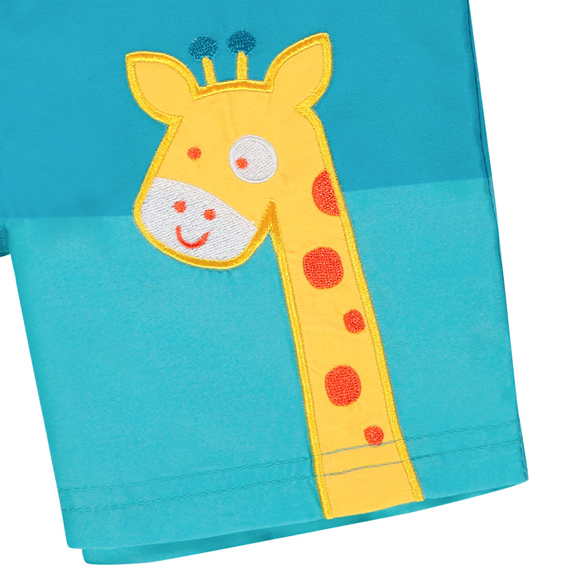 Short de bain contrasté motif girafe brodée pour bébé garçon 