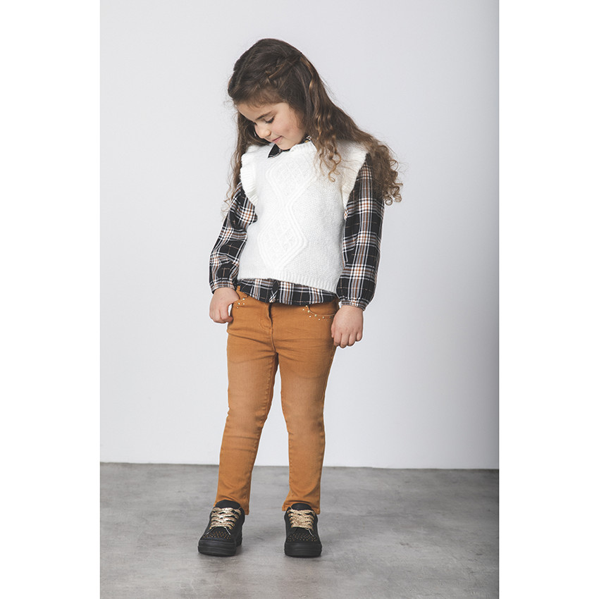 Chemise manches longues à carreaux pour enfant fille 