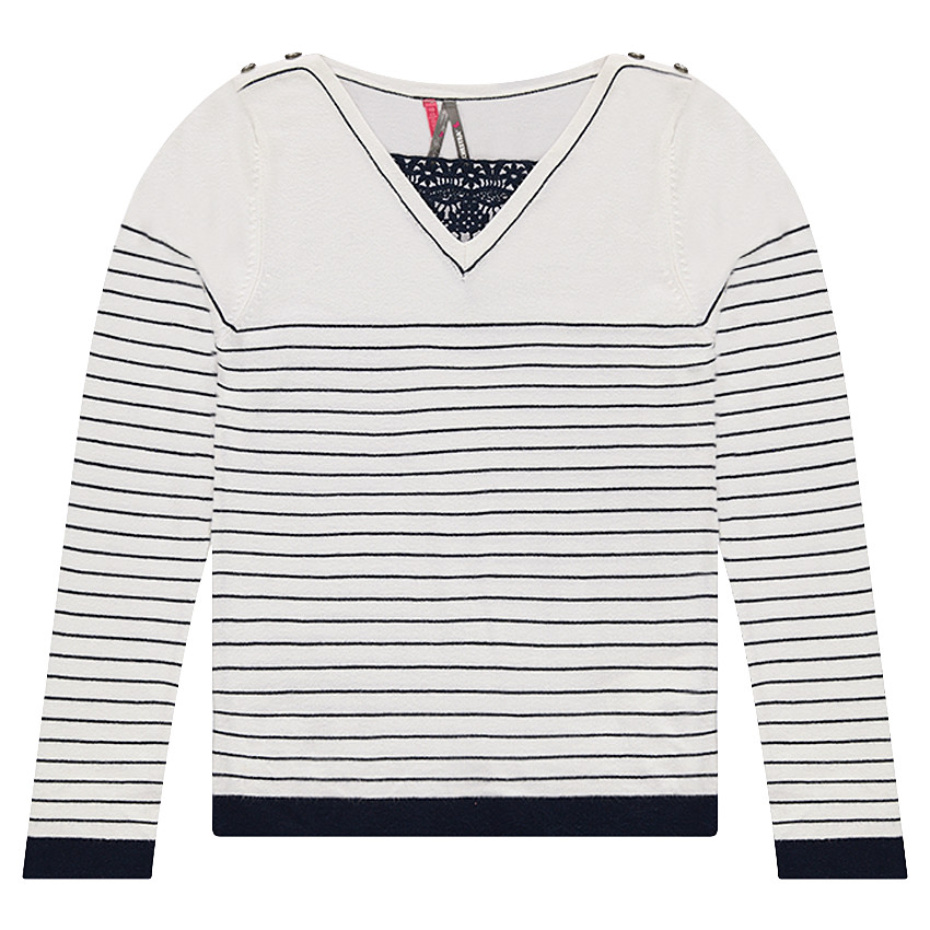 Junior - Marinière en tricot avec dentelle au col 