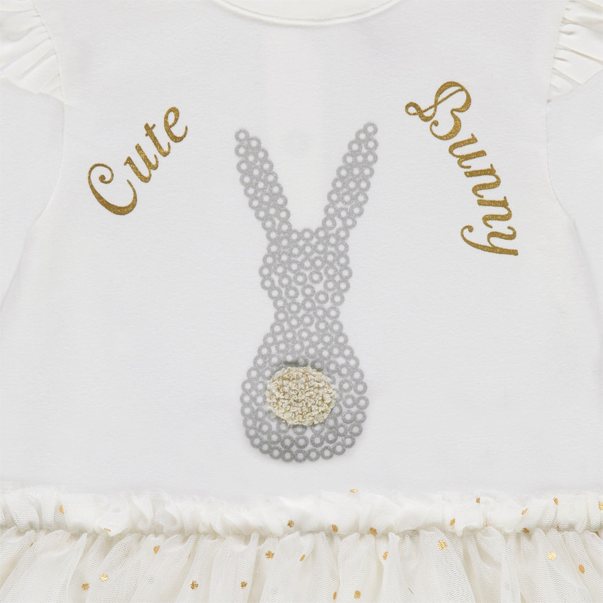 Combinaison longue en jersey effet tutu avec lapin printé 