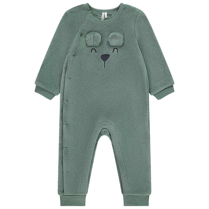 Surpyjama uni en sherpa avec ourson ludique pour bébé  