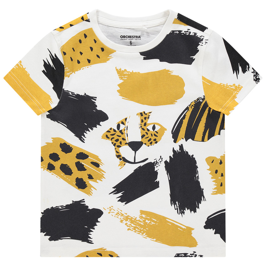 T-shirt manches courtes en coton à imprimé animal all-over