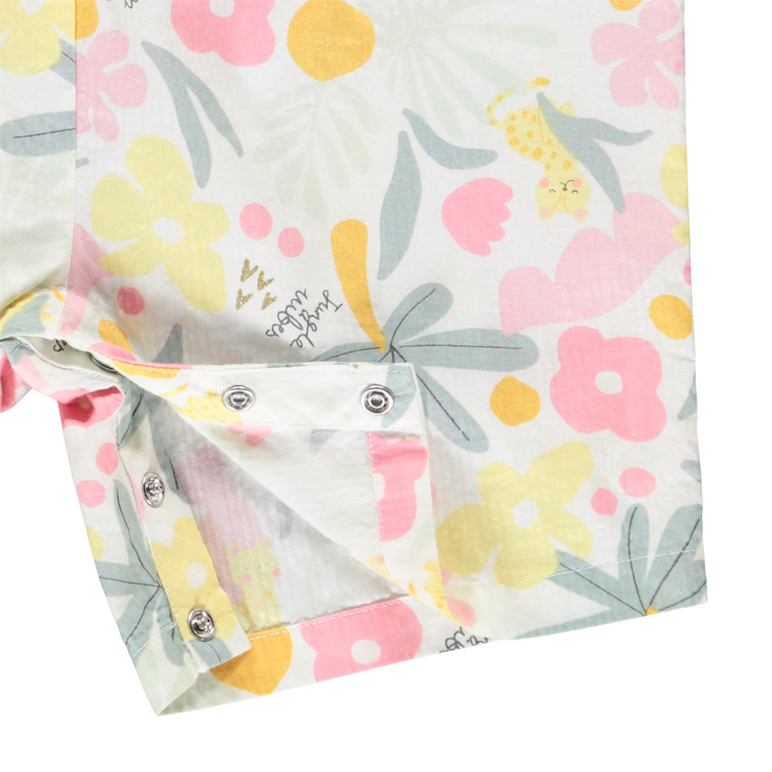 Combishort imprimé jungle + bandeau pour bébé fille 
