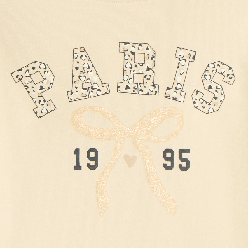 Sweat en molleton imprimé fantaisie pailleté pour fille 