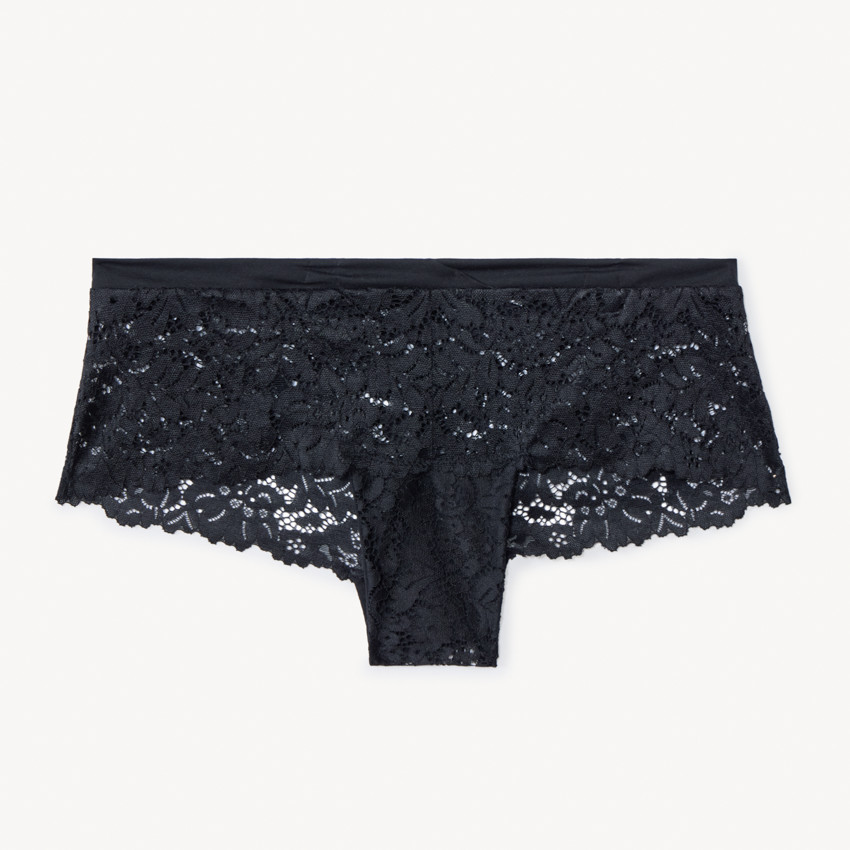Shorty en dentelle unie pour femme 