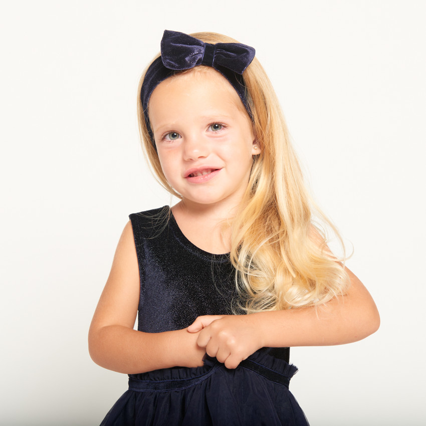 Robe de fête sans manches effet 2 en 1+ bandeau pour bébé fille 