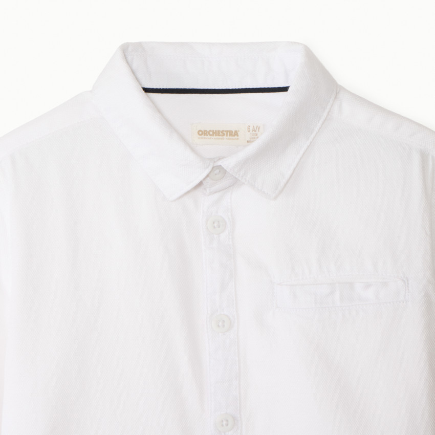 Chemise manches longues unie à cravate pour garçon 