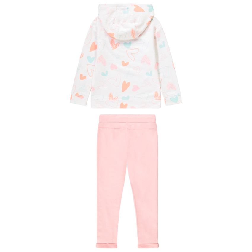 Ensemble sweat à capuche imprimé cœurs + jogging pour fille 