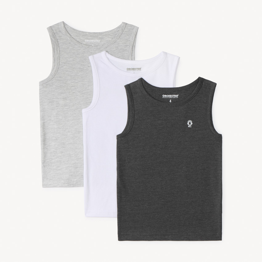 Lot de 3 maillots de corps sans manches unis pour garçon