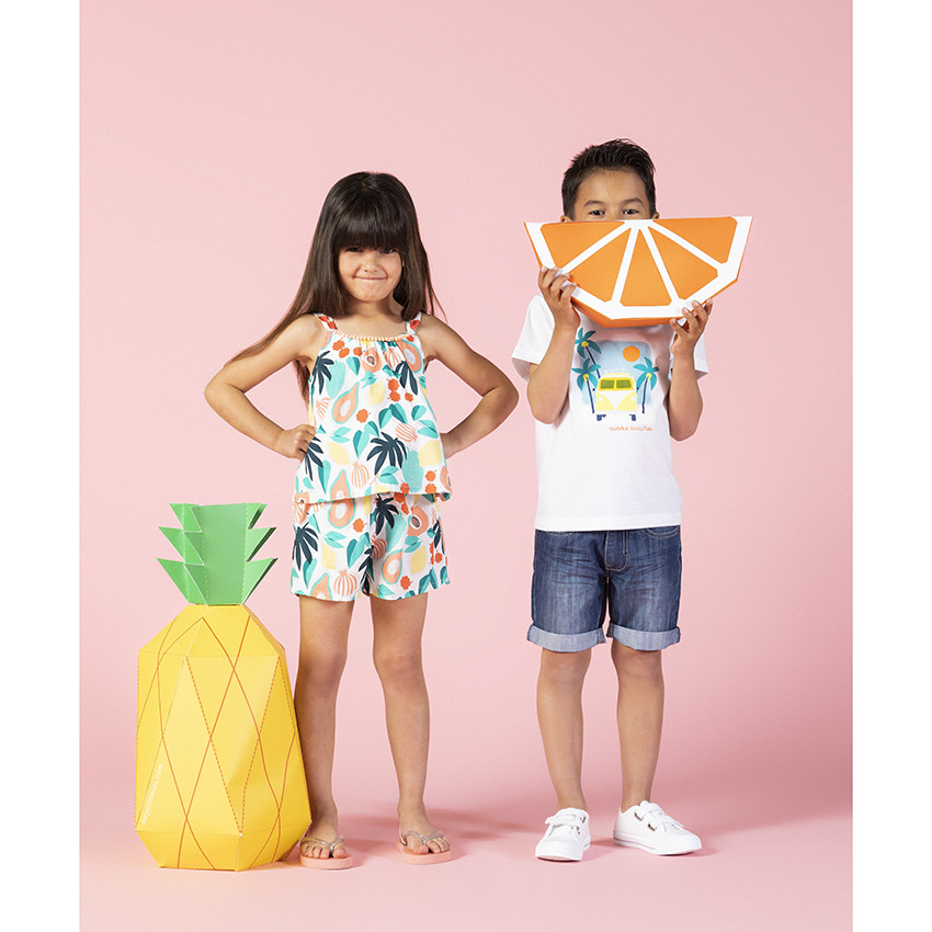 Combishort imprimée fruits pour fille 