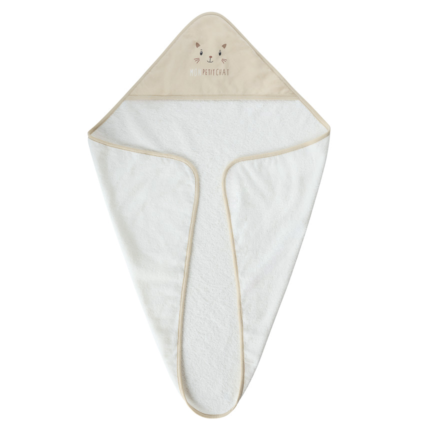 Cape de bain en éponge Mon Petit Chat beige - Beige (Prémaman) - Image 1