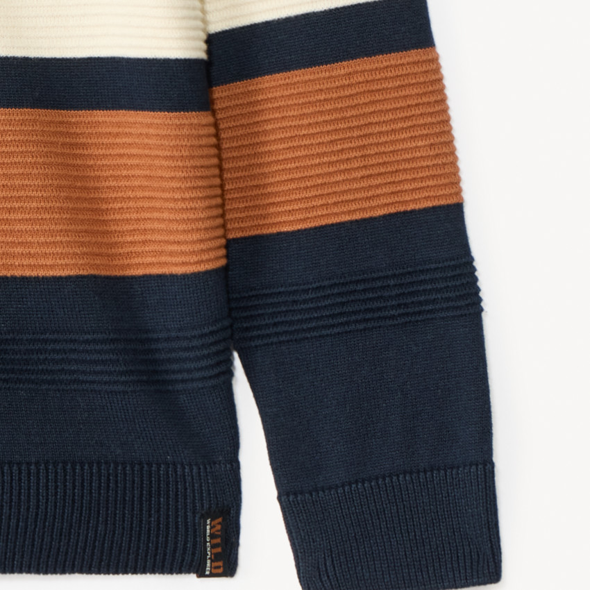 Pull à col châle en tricot rayé pour garçon 