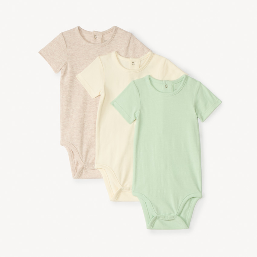 Lot de 3 bodies manches courtes uni pour bébé garçon 