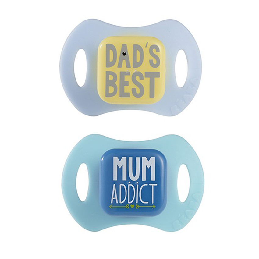 Lot de 2 sucettes orthodontiques silicone 1er âge - Bleu 