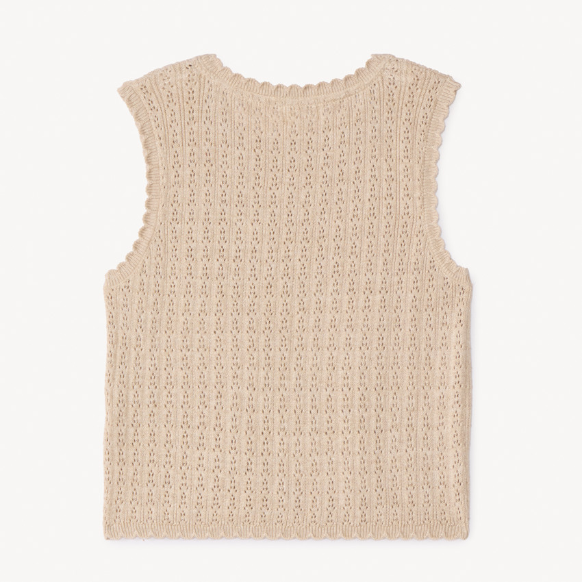 Pull sans manches en tricot fantaisie pour fille 