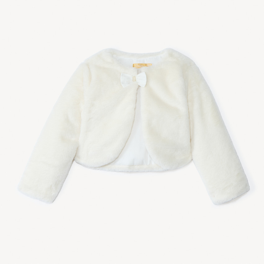 Gilet esprit boléro en fausse fourrure à nœud pour fille 