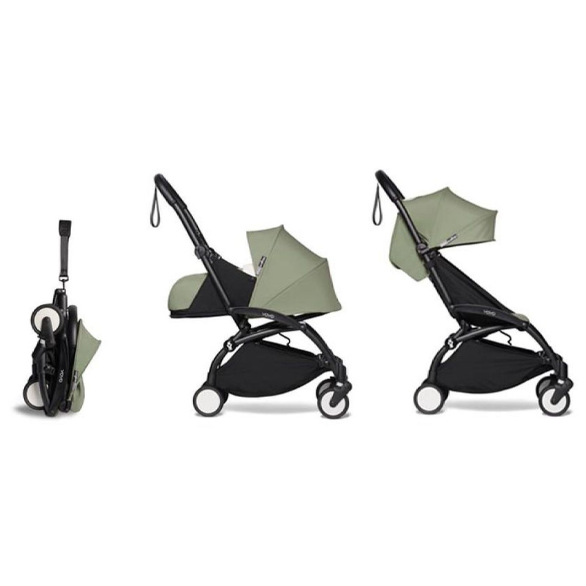 Poussette complète YOYO² nouveau pack 0+ et 6+ châssis noir Olive 