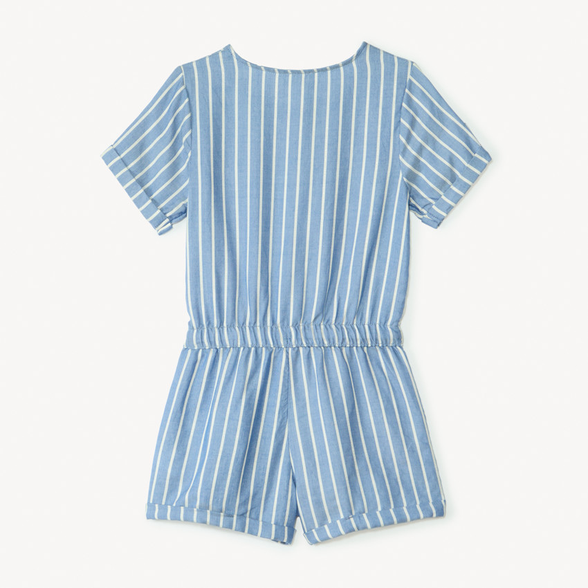 Combishort en denim à rayures blanches pour fille 