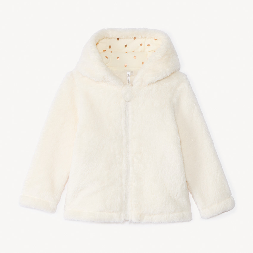 Gilet polaire en sherpa uni avec capuche pour bébé fille 