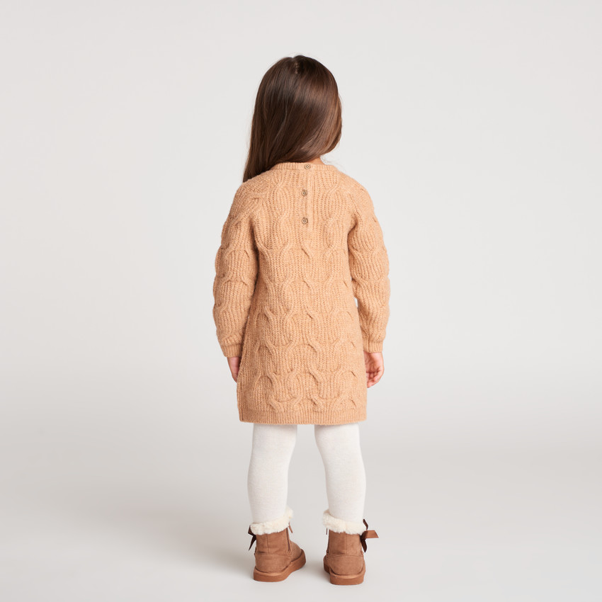 Robe bébé fille en tricot torsadé avec nœuds 