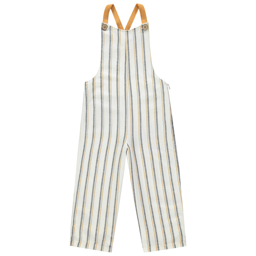 Salopette longue en toile à rayures verticales 