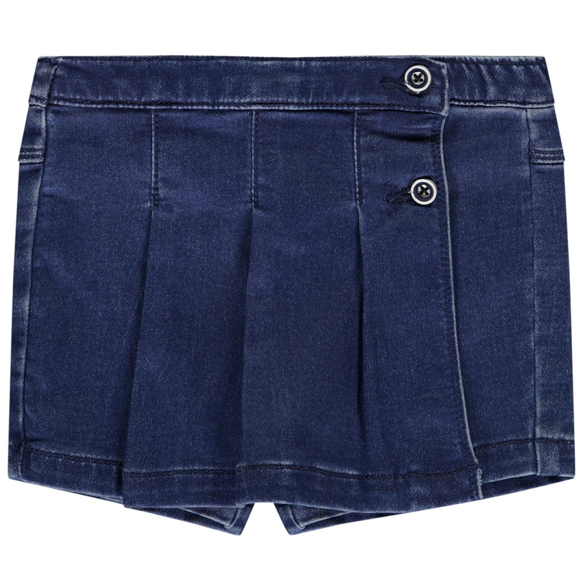 Jupe-short plissée effet denim pour bébé fille